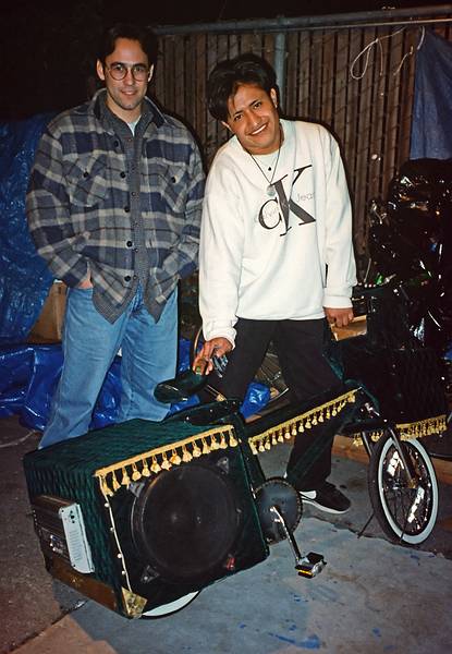 Dec. 28, 1995 - Greater San Francisco, California.<br />Julian and Mexican bicycle building friend South of the city.