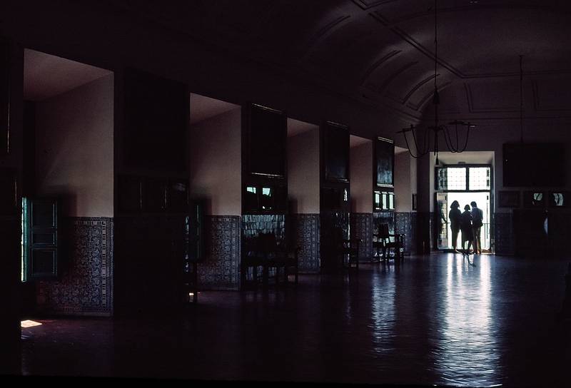 July 6, 1995 - El Escorial, Spain.<br />Windows in a hall (does the recess of the windows reflect the thickness of the wall?).