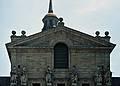 July 6, 1995 - El Escorial, Spain.<br />Statues and architectural detail on the roof.