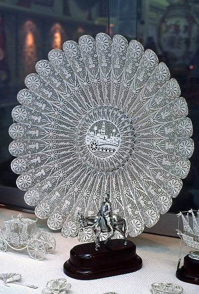 July 8, 1995 - Crdoba, Spain.<br />Silver lace on display in a store window.