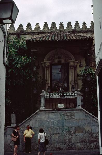 July 8, 1995 - Crdoba, Spain.<br />Asuncin, Salvador, and Joyce looking at a fresco on stairs to a church?