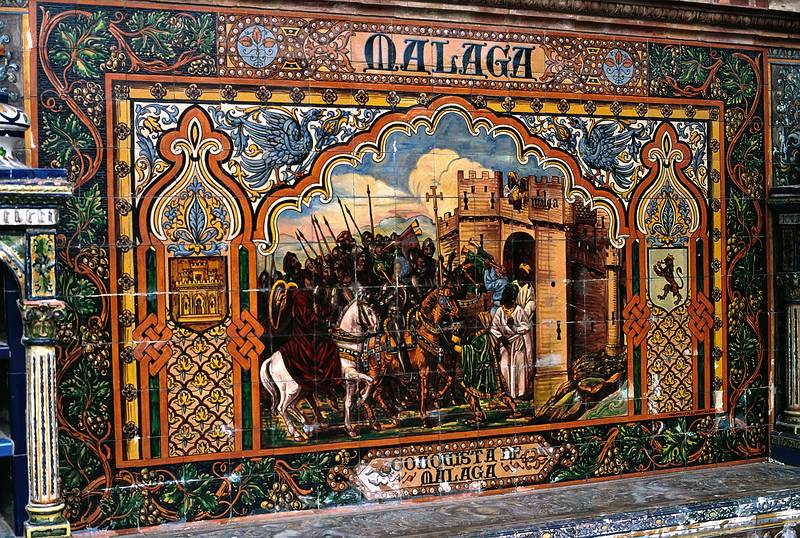 July 8, 1995 - Plaza de Espaa, Sevilla, Spain.<br />A tiled picture representing an event in Malaga.