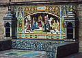 July 8, 1995 - Plaza de Espaa, Sevilla, Spain.<br />Bench and tiled scene of Pamplona (there is one for each province in Spain).
