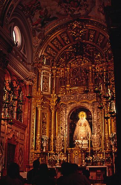 July 9, 1995 - Sevilla, Spain.<br />Inside the Virgen de la Macarena church.