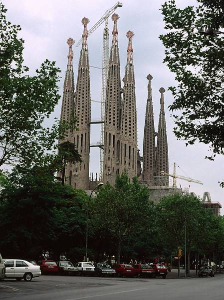 July 13, 1995 - Barcelona, Spain.<br />The Sagrada Familia cathedral started in 1882 by Josep Bocabella<br />and continued in 1891 by Gaudi.