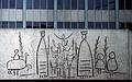July 15, 1995 - Barri Gotic (Gothic neighborhood), Barcelona, Spain.<br />"Graffiti" a la Picasso on Society of Architects Building.