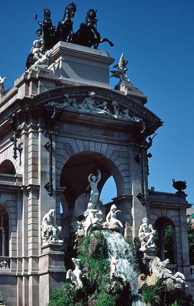 July 15, 1995 - Parc de la Cuitadella, Barcelona, Spain.<br />Cascade fountain (Gaudi participated on project).