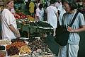 July 17, 1995 - Barcelona, Spain.<br />Joyce at the market off the Ramblas.