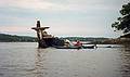 July 6, 1996 - Kayaking in Maine and camping on Beal Island, Georgetown.<br />Joyce paddling around an old shipwreck site in Robinson's Cove.