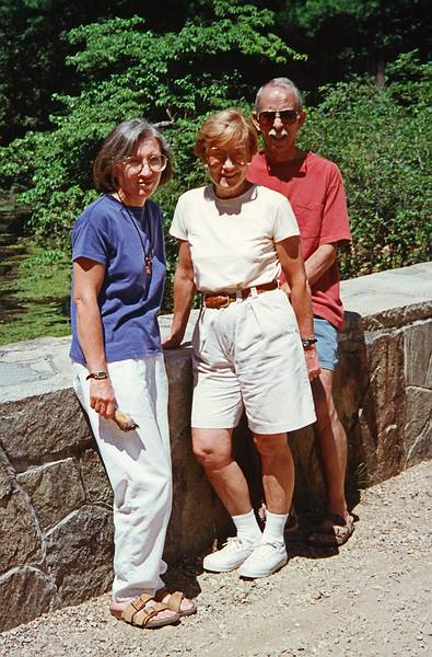 July 22, 1996 - Maudslay State Park, Newburyport, Massachusetts.<br />Joyce, Baiba, Ronnie on stone bridge.