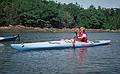July 29, 1996 - Kayaking off Bethel Point, Brunswick, Maine.<br />Baiba off Cundy's Harbor shore opposite Leavitt Island.