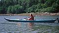 July 29, 1996 - Kayaking off Bethel Point, Brunswick, Maine.<br />Joyce off Cundy's Harbor shore opposite Leavitt Island.