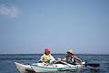 August 22, 1996 - Newburyport, Massachusetts.<br />Nancy meeting Leigh Morehouse, who kayaked up from Florida.<br /> (Photo by Joyce).