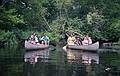 Sept. 1, 1996 - On the Ipswich River in Topsfield, Massachusetts.<br />Claudia, son, and husband Keith in the left canoe<br />and Oscar, Julian R., Leslie, and Lydia in the right canoe.
