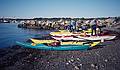 Oct. 5, 1996 - Kayaking from Rye, New Hampshire to the Isles of Shoals (and back).<br />The group's kayaks at Rye Harbor.