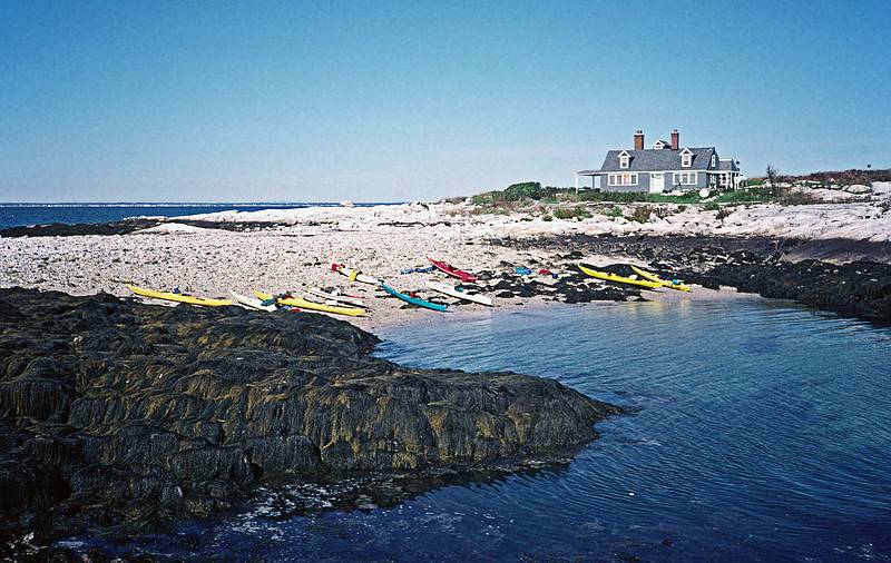Oct. 5, 1996 - Kayaking from Rye, New Hampshire to the Isles of Shoals (and back).<br />On Lunging Island.