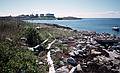 Oct. 5, 1996 - Kayaking from Rye, New Hampshire to the Isles of Shoals (and back).<br />The shore of Smuttynose and view of Star Island.