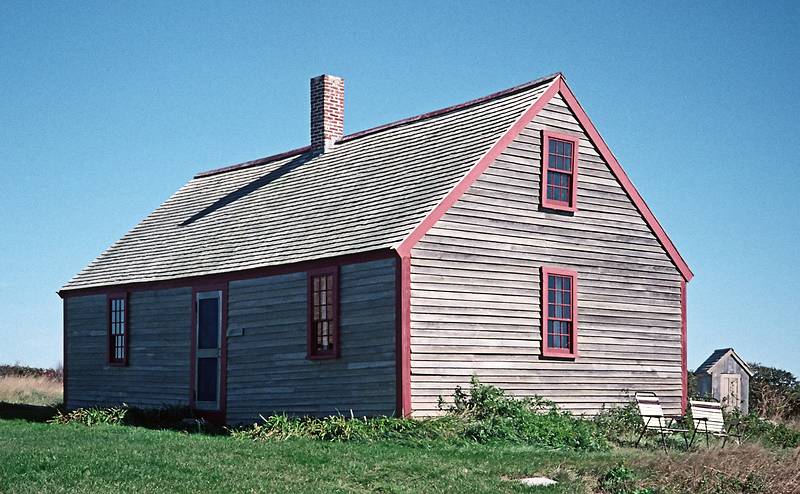 Oct. 5, 1996 - Kayaking from Rye, New Hampshire to the Isles of Shoals (and back).<br />Old hut on Smuttynose Island.