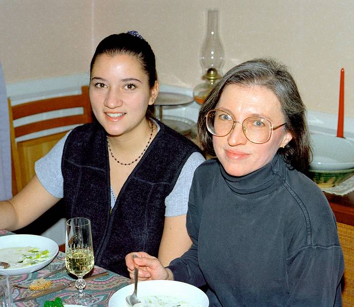 Dec. 24, 1996 - Christmas Eve at our home in Merrimac, Massachusetts.<br />Melody and Joyce.