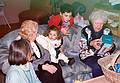 Jan. 18, 1997 - At Tom and Kim's for Marie's 75th birthday, South Hampton, New Hampshire.<br />Joyce, Joanne, Marissa, TJ, and Marie.