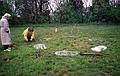 May 25, 1997 - Old Town Hill, Newbury, Massachusetts.<br />Marie and Joyce installing her exhibit (mirrors and branches) at the Parker River Festival.