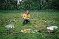 May 25, 1997 - Old Town Hill, Newbury, Massachusetts.<br />Joyce installing her exhibit (mirrors and branches) at the Parker River Festival.