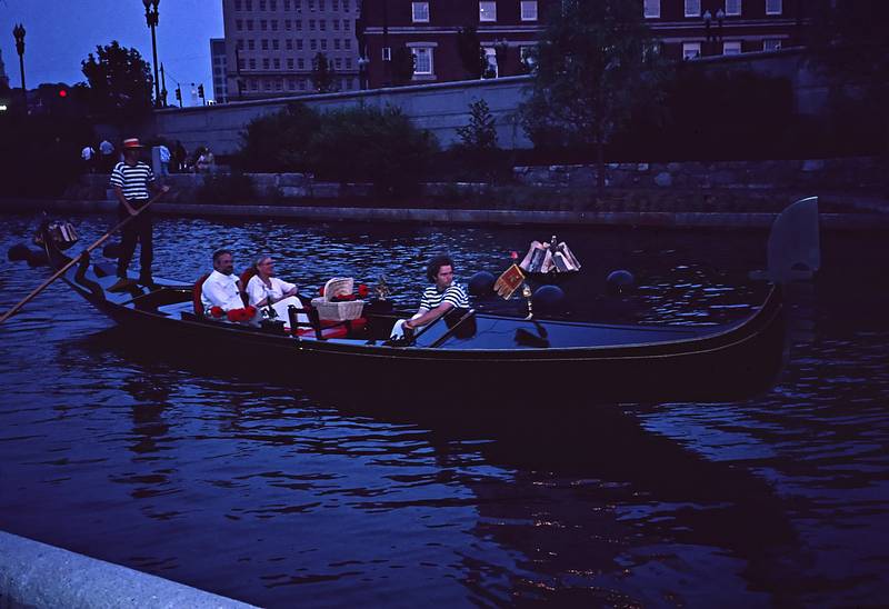 June 21, 1997 - Convergence X Festival in Providence, Rhode Island.<br />Gondola on the Providence River at dusk.
