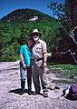 June 28, 1997 - Hika along the Dickey-Welch Trail, White Mountains, New Hampshire.<br />Joyce & Egils with Welch dome in back.