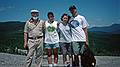 July 6, 1997 - Hika along the Dickey-Welch Trail, White Mountains, New Hampshire.<br />Egils, Melody, Joyce, and Eric atop Dickey.