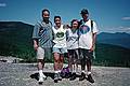July 6, 1997 - Hika along the Dickey-Welch Trail, White Mountains, New Hampshire.<br />Carl, Melody, Joyce, and Eric atop Dickey.