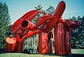 Oct. 12, 1997 - Storm King Arts Center, Mountainville, New York.<br />Joyce hugging the big sculpture.