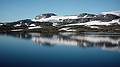 August 5, 1997 - From Finse to the Hardangerjkulen (glacier) and back, Norway.<br />The glacier from our hotel window.