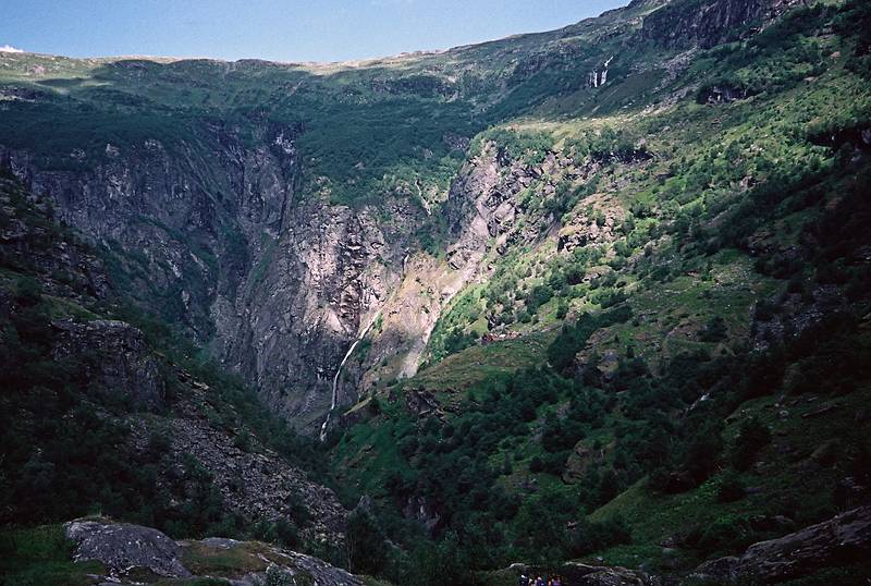 August 7, 1997 - Aurlandsdalen (Aurland valley) hike, Norway.<br />Looking down into the Aurlandsdalen where we just came from.