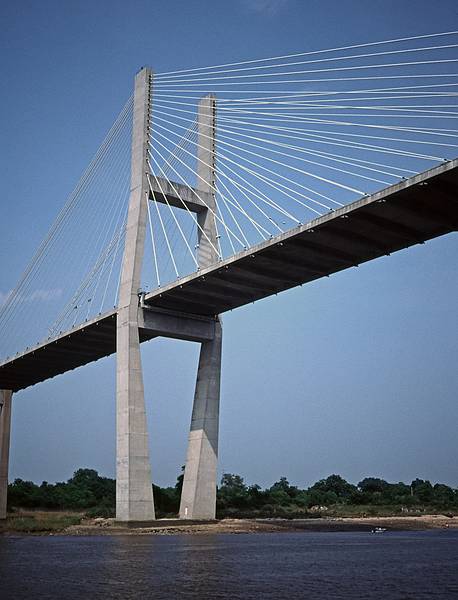 Talmadge Memorial Bridge.<br />May 25, 1998 - Boat ride on the Savannah River, Savannah, Georgia.