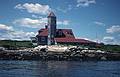Retired Coast Guard Station at southern end of Damariscove Island.<br />August 1, 1998 - Out of Lineking Bay, Boothbay Harbor, Maine.