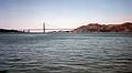 Golden Gate Bridge from boat to Alcatraz.<br />Nov. 5, 1998 - San Francisco, California.