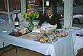Joyce doind last minute preparations for her opening.<br />Sept. 17, 1999 - Pentucket Arts Center, Haverhill, Massachusetts.