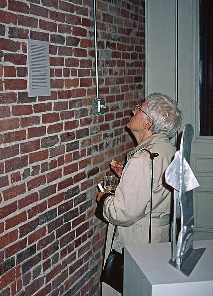 Marie reading a discription of Joyce's art.<br />Sept. 17, 1999 - Pentucket Arts Center, Haverhill, Massachusetts.