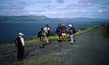 Joyce and members of the tour.<br />Start of hike on Sheep's Head peninsula along South shore of Bantry Bay.<br />August 29, 1999 (Day 1) - Bantry and environs, County Cork, Ireland.