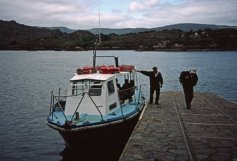 Ferry boat back to Glengarriff.<br />On Garinish (Ilnacullin) Island off Glengarriff.<br />August 30, 1999 (Day 2) - Out of Bantry, County Cork, Ireland.