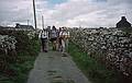 The group heading for cliffs at SW end of island.<br />August 31, 1999 (Day 3) - (Ballyieragh?) Cape Clear Island, Ireland.