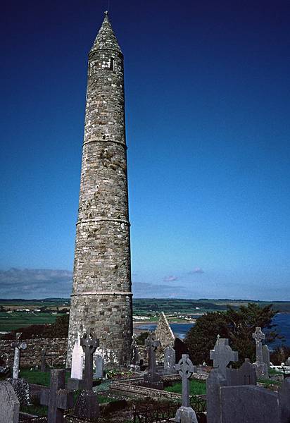 97 foot round tower which served as the monk's refuge from raiding Vikings.<br />Site of Saint Declan's Church.<br />Sept. 3, 1999 (Day 6) - Ardmore, County Waterford, Ireland.