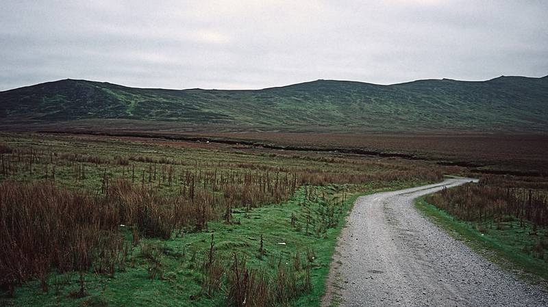 Peat bog and ridge ahead.<br />Hike to peat bog and on to ridge.<br />Sept. 4, 1999 (Day 7) - Nire Valley, County Waterford, Ireland.