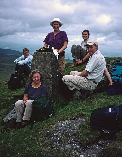 At the top: Leann, Joyce, Eileen, Ellen, and Terry (and me).<br />Hike to peat bog and on to ridge.<br />Sept. 4, 1999 (Day 7) - Nire Valley, County Waterford, Ireland.