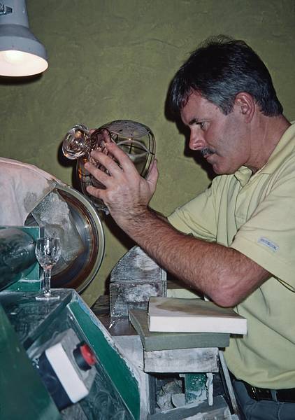 Noel Power, Master Cutter.<br />Sept. 5, 1999 (Day 8) - Waterford Crystal Works, Waterford, Ireland.
