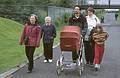 July 17, 2000 - Reykjavik, Iceland.<br />Joyce, Marie, Eric pushing carriage with Guðjón, Inga, and Dagbjört<br />heading for the zoo.
