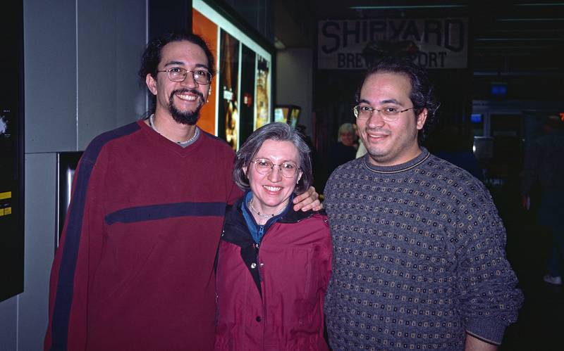 Eric, Joyce, and Carl.<br />Eric is leaving for Iceland to live there with Inga.<br />Jan. 8, 2000 - Logan Airport, Boston, Massachusetts.