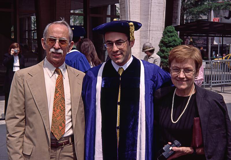 Ronnie, Julian, and Baiba.<br />Julian's graduation from medical school.<br />May 12, 2000 - New York, New York.