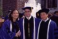 Julian with two classmates.<br />Julian's graduation from medical school.<br />May 12, 2000 - New York, New York.
