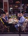Baiba, Ronnie, Joyce, and Julian at breakfast on the sidewalk.<br />May 13, 2000 - New York, New York.